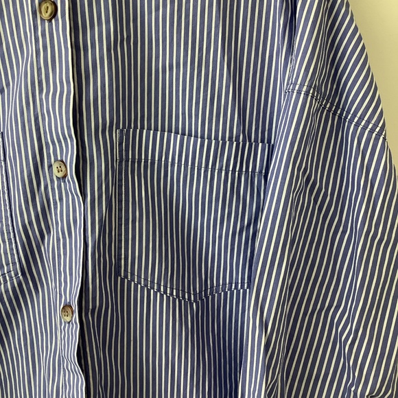 Zara oversized striped shirt blue white size Large - Picture 6 of 9